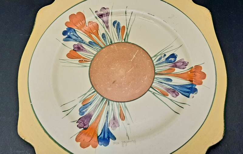 1920s Clarice Cliff Bizarre Series 'Autumn Crocus' Handpainted Charger Type I