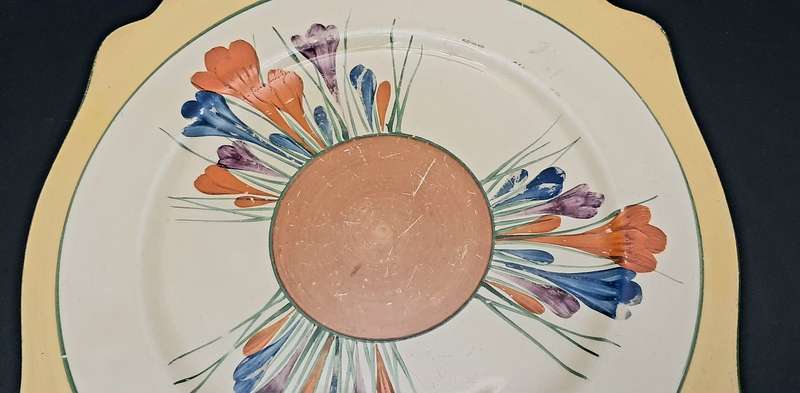 1920s Clarice Cliff Bizarre Series 'Autumn Crocus' Handpainted Charger Type I