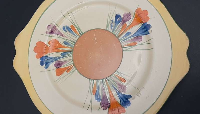 1920s Clarice Cliff Bizarre Series 'Autumn Crocus' Handpainted Charger Type I