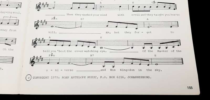 **Rhodesian Bush War: 1970s Rhodesian Armed Forces 'Troopie Songs' Music Book S/cover (USED).**