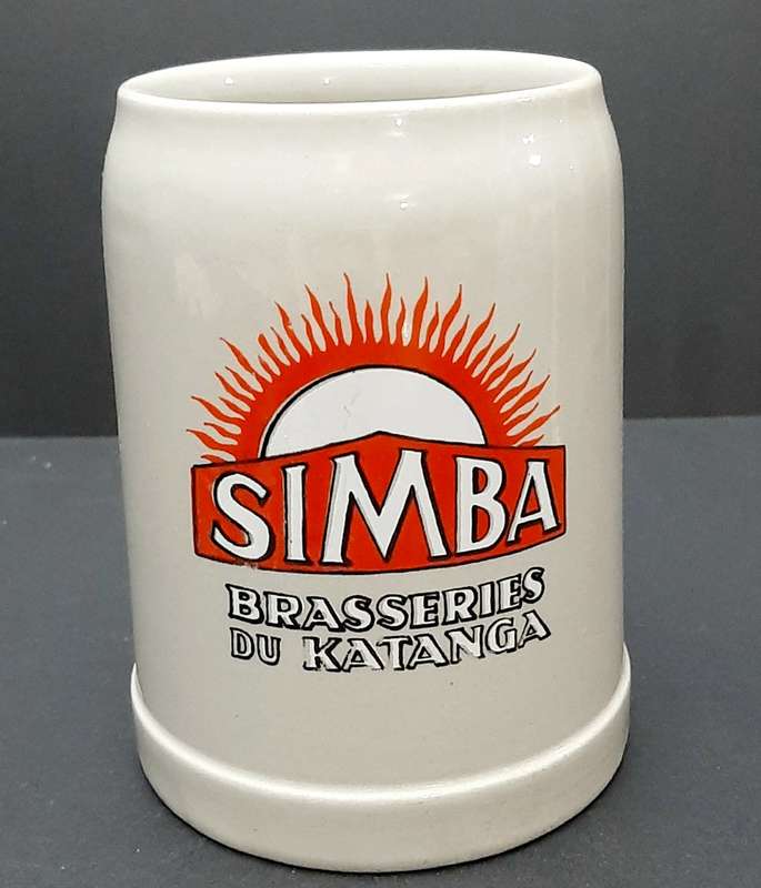 **1950s Belgian Congo: Simba Breweries 'Katanga' Ceramic Tankard (18cm).**