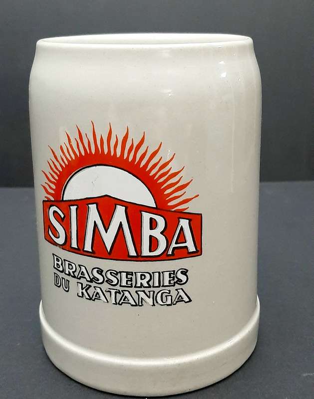 **1950s Belgian Congo: Simba Breweries 'Katanga' Ceramic Tankard (18cm).**