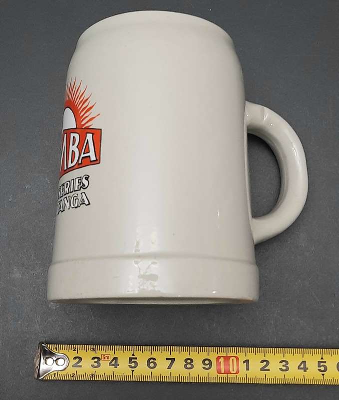 **1950s Belgian Congo: Simba Breweries 'Katanga' Ceramic Tankard (18cm).**