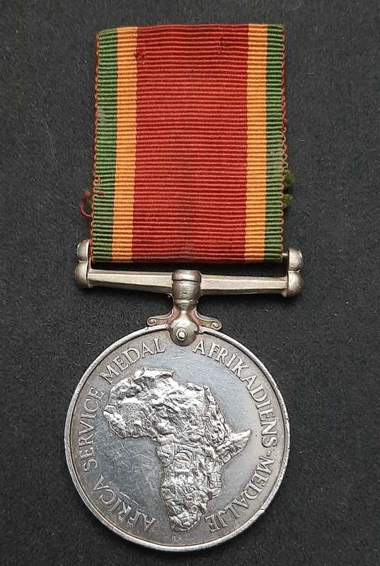 **WW2: UDF .925 Silver Africa Service Medal w/ Ribbon ( Att. Female).**