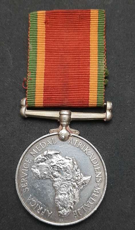 **WW2: UDF .925 Silver Africa Service Medal w/ Ribbon ( Att. Female).**
