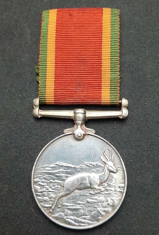**WW2: UDF .925 Silver Africa Service Medal w/ Ribbon ( Att. Female).**