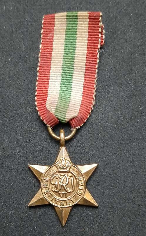 **WW2 UDF: Miniature Italy Star Campaign Medal w/ Ribbon (SA Issue).**
