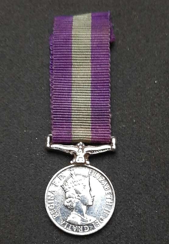 **RARE: British. 925 Silver QE II Miniature General Service Medal w/ Ribbon**