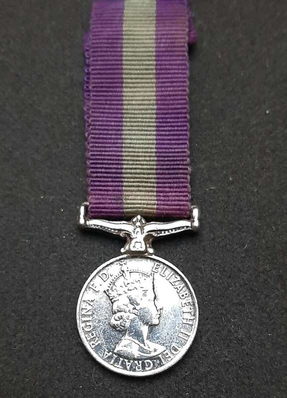 **RARE: British. 925 Silver QE II Miniature General Service Medal w/ Ribbon**