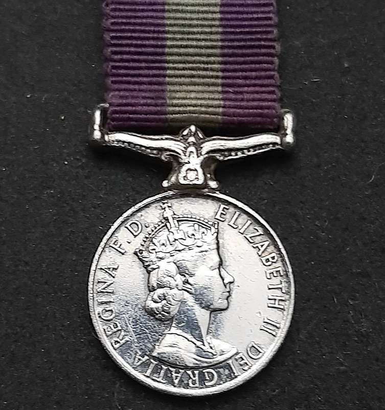 **RARE: British. 925 Silver QE II Miniature General Service Medal w/ Ribbon**