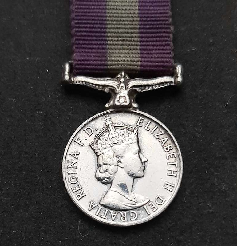 **RARE: British. 925 Silver QE II Miniature General Service Medal w/ Ribbon**