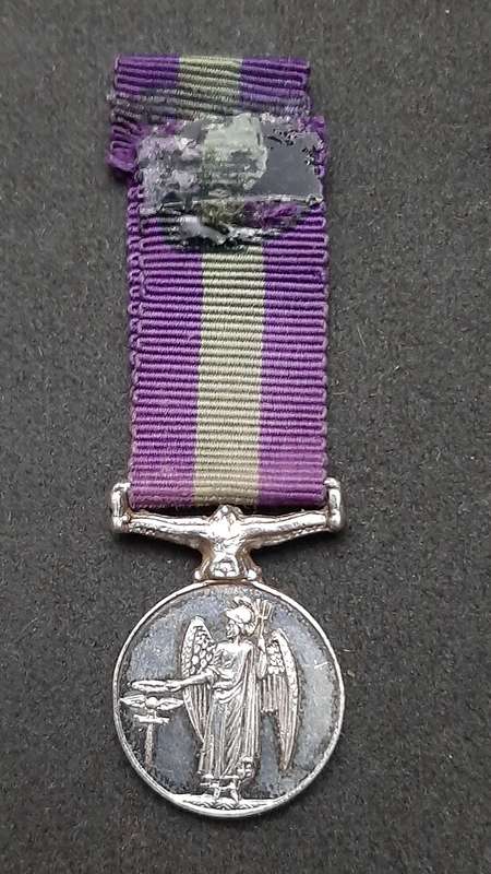 **RARE: British. 925 Silver QE II Miniature General Service Medal w/ Ribbon**