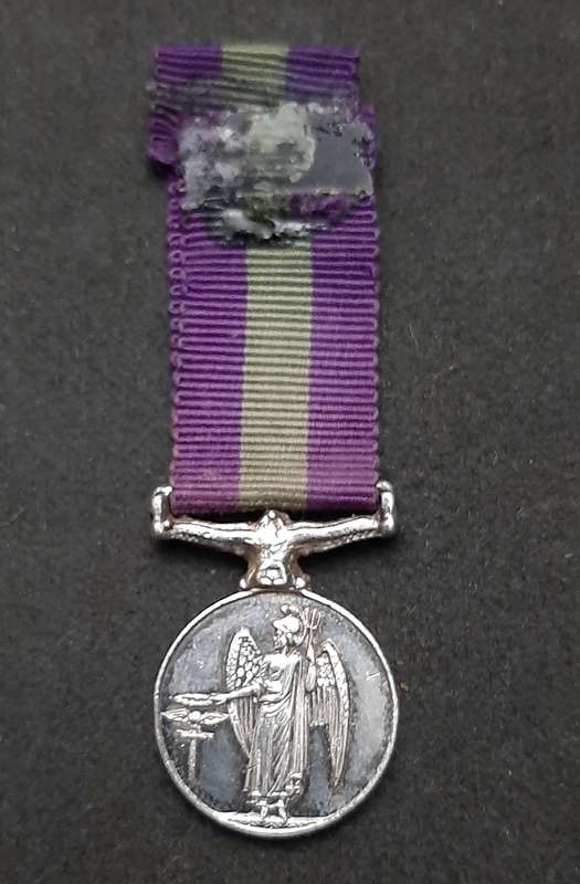 **RARE: British. 925 Silver QE II Miniature General Service Medal w/ Ribbon**