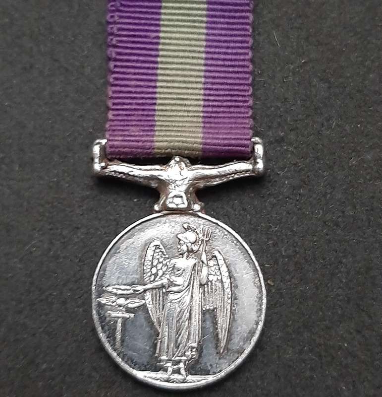 **RARE: British. 925 Silver QE II Miniature General Service Medal w/ Ribbon**