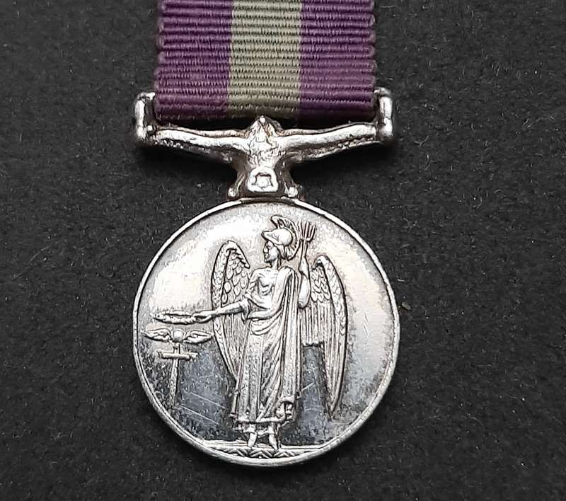 **RARE: British. 925 Silver QE II Miniature General Service Medal w/ Ribbon**