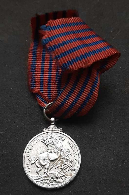 ** WW2 British: Repro. The George Miniature Medal w/ Ribbon. **