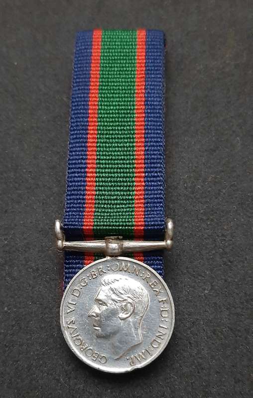 ** WW2: Royal Navy .925 Silver Vol. Reserve L/Service & Conduct Miniature Medal. **