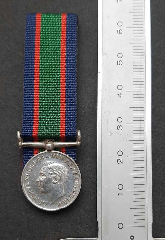 ** WW2: Royal Navy .925 Silver Vol. Reserve L/Service & Conduct Miniature Medal. **