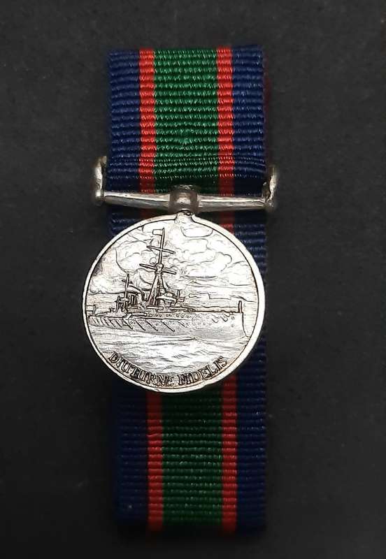 ** WW2: Royal Navy .925 Silver Vol. Reserve L/Service & Conduct Miniature Medal. **