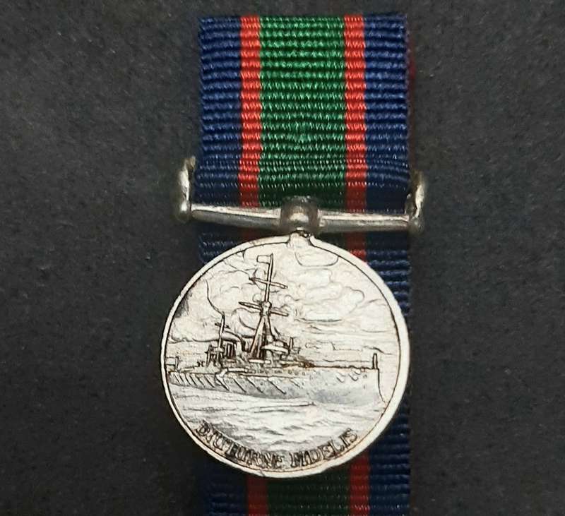 ** WW2: Royal Navy .925 Silver Vol. Reserve L/Service & Conduct Miniature Medal. **