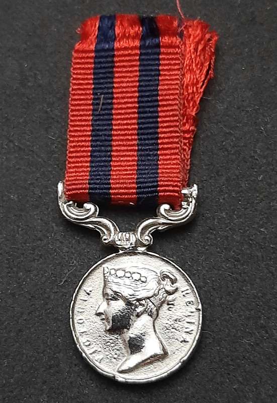 **British Army: Repro. QV 1854 India General Service Miniature Medal w/ Ribbon.**