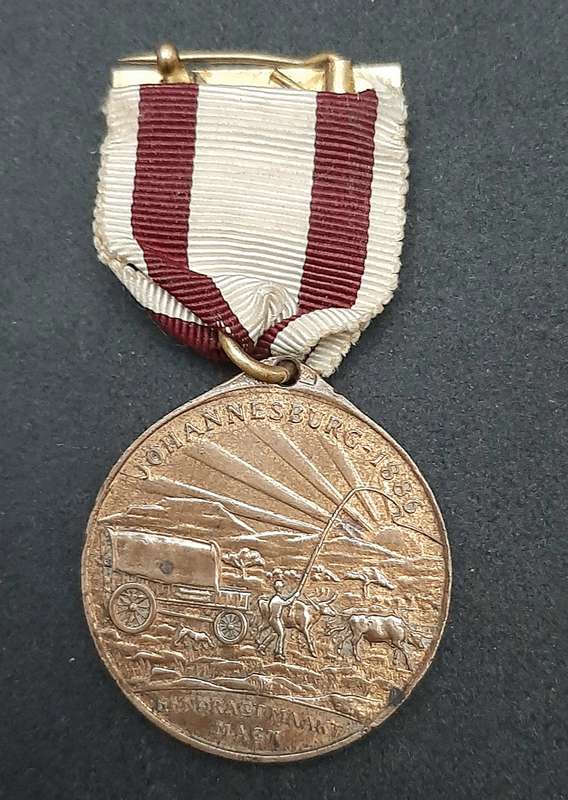 **1936 South Africa : Empire Exhibition Bronze Medallion w/ Silk Ribbon EF. (Pin Intact).**