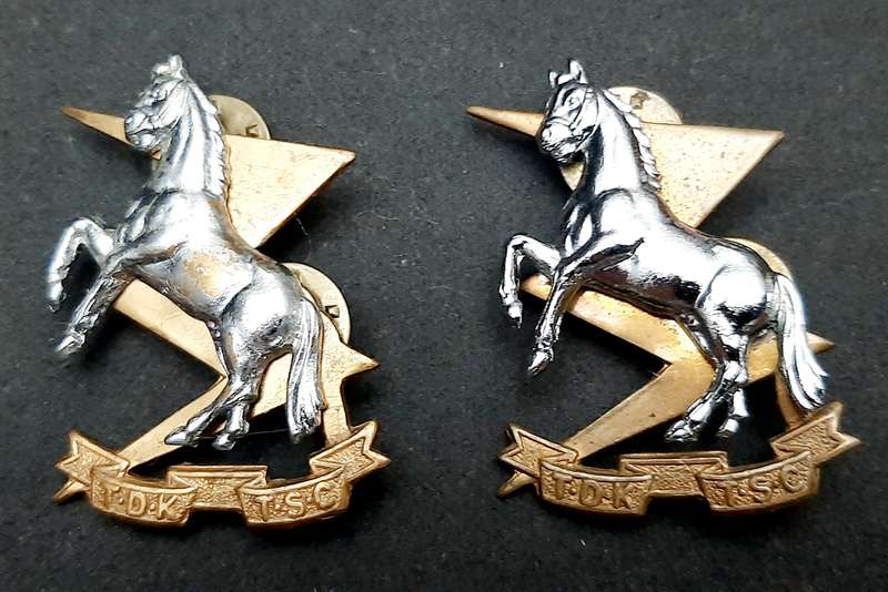 **Border War : 1980s SADF Technical Services Corps Collar Badge Pair (All Pins)**