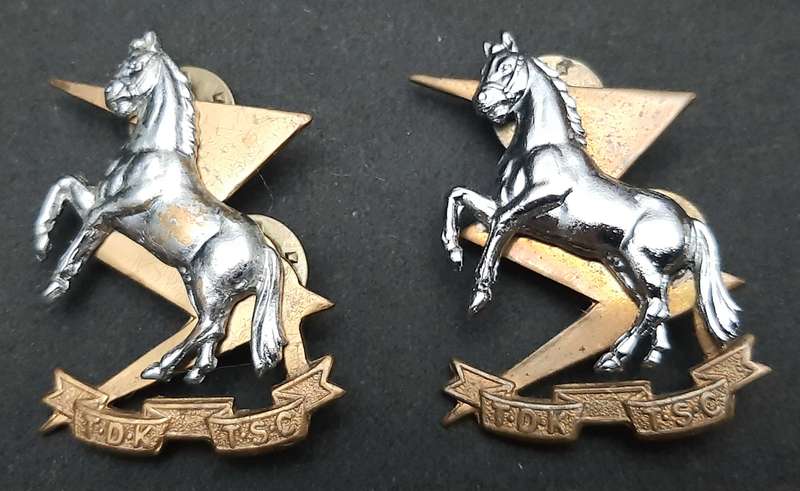 **Border War : 1980s SADF Technical Services Corps Collar Badge Pair (All Pins)**