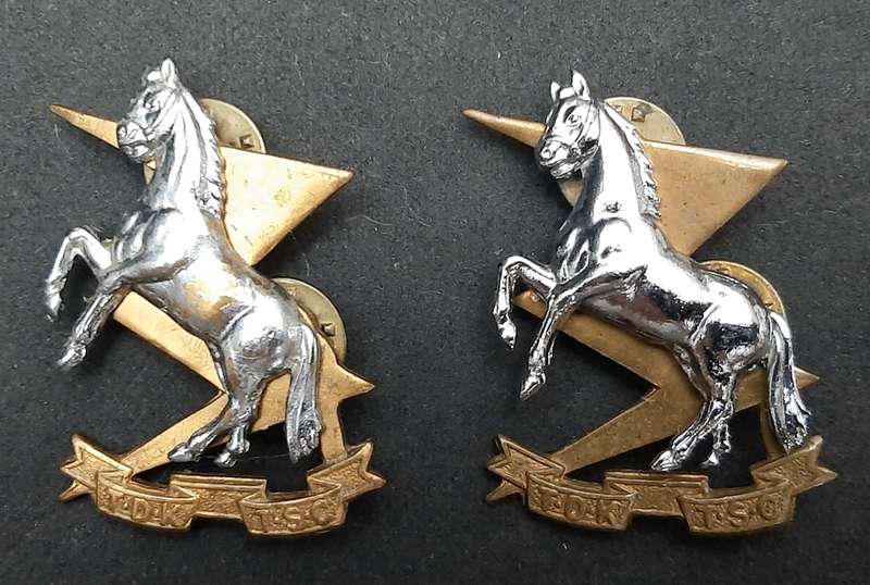**Border War : 1980s SADF Technical Services Corps Collar Badge Pair (All Pins)**