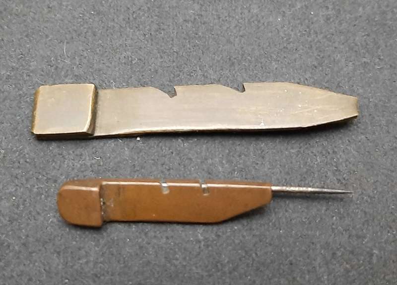 **WW1 : UDF Artillery Shell Trench-Art Tie Pins x2 **