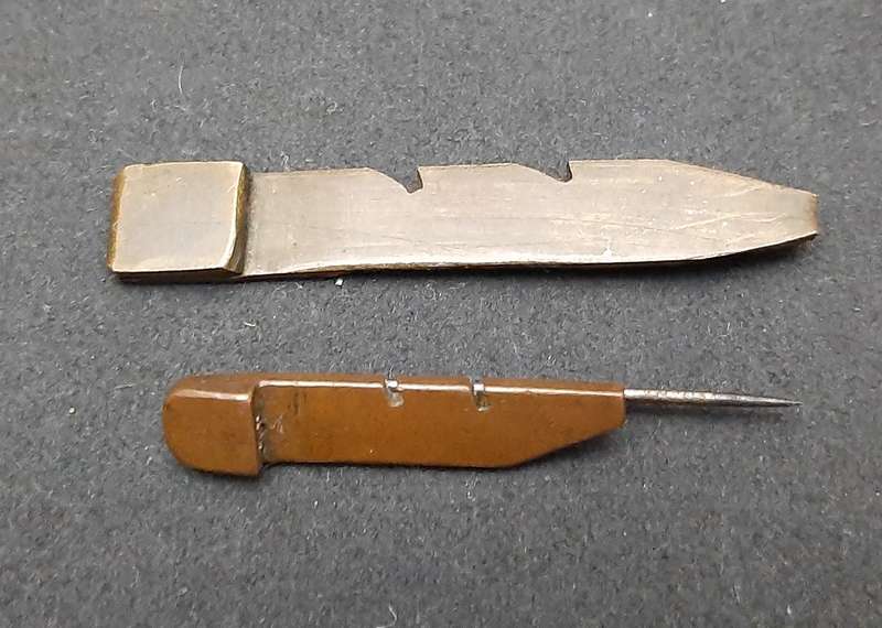 **WW1 : UDF Artillery Shell Trench-Art Tie Pins x2 **