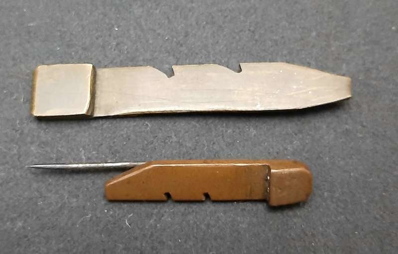 **WW1 : UDF Artillery Shell Trench-Art Tie Pins x2 **