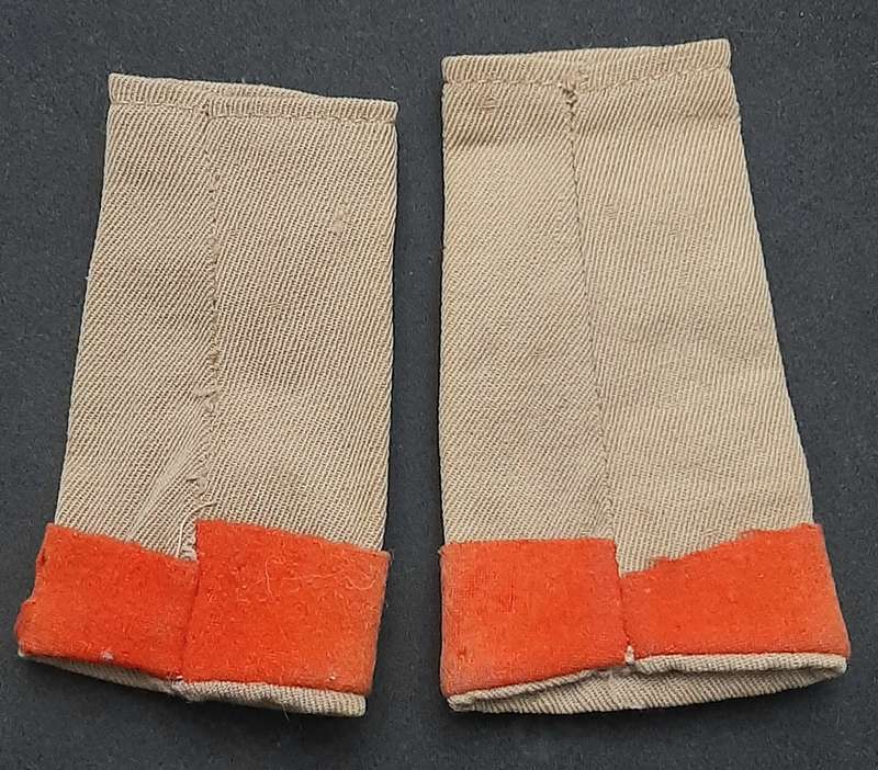 **WW2 UDF: Lieutenant Khaki Rank Slip-On Insignia w/ Volunteer Tabs x2 .**