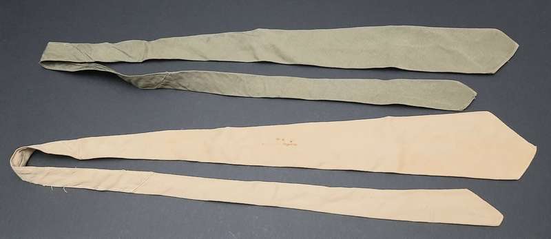 **WW2 UDF: Dress Uniform Khaki & Olive Green Neckties x2  (SA Issue).**