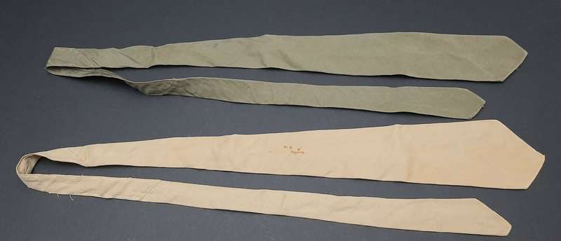 **WW2 UDF: Dress Uniform Khaki & Olive Green Neckties x2  (SA Issue).**