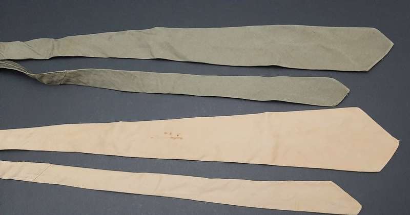 **WW2 UDF: Dress Uniform Khaki & Olive Green Neckties x2  (SA Issue).**