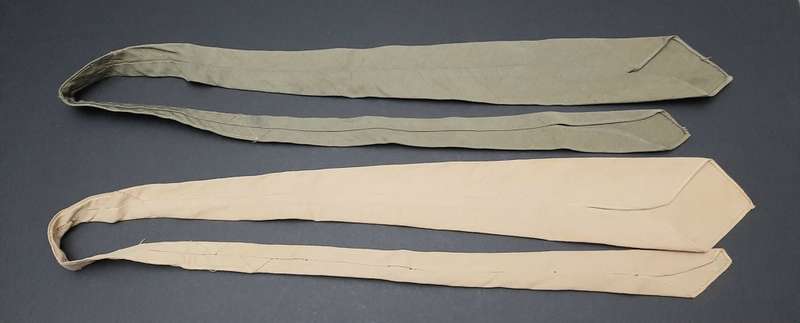 **WW2 UDF: Dress Uniform Khaki & Olive Green Neckties x2  (SA Issue).**