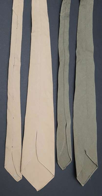 **WW2 UDF: Dress Uniform Khaki & Olive Green Neckties x2  (SA Issue).**