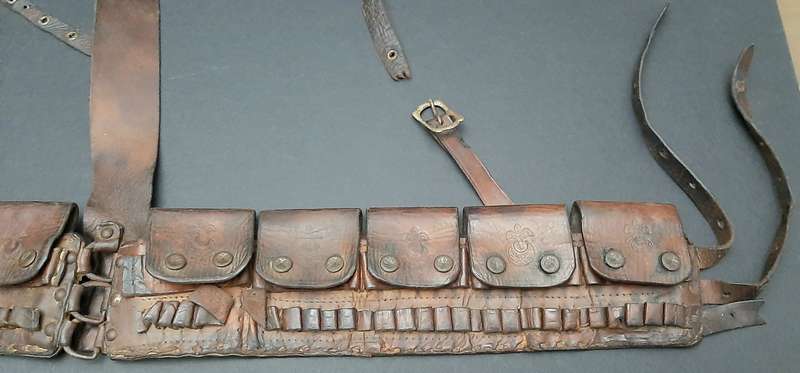 WW1 Ottoman Turkish M1893/1903 Mauser Leather Bandolier Equipment Set