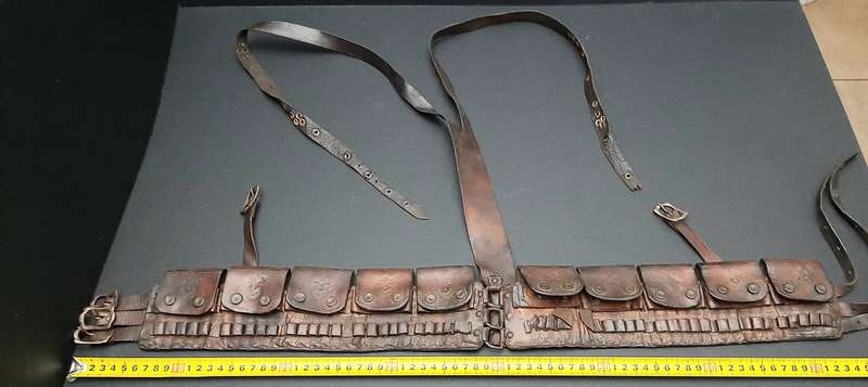 WW1 Ottoman Turkish M1893/1903 Mauser Leather Bandolier Equipment Set