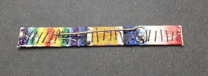 **WW1 UDF: Campaign Silk Ribbon Medal Bar w/ Pin  (SA Issue).**