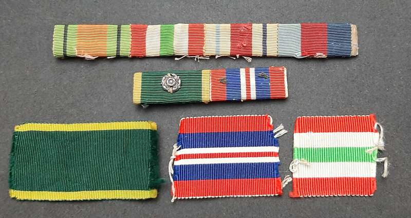 **WW2 : British Campaign Medal  Ribbon Bars & Ribbon Swatches(Efficiency Rosette Device).**
