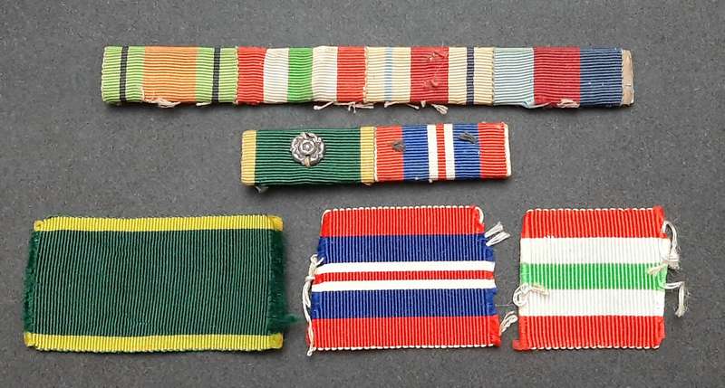 **WW2 : British Campaign Medal  Ribbon Bars & Ribbon Swatches(Efficiency Rosette Device).**