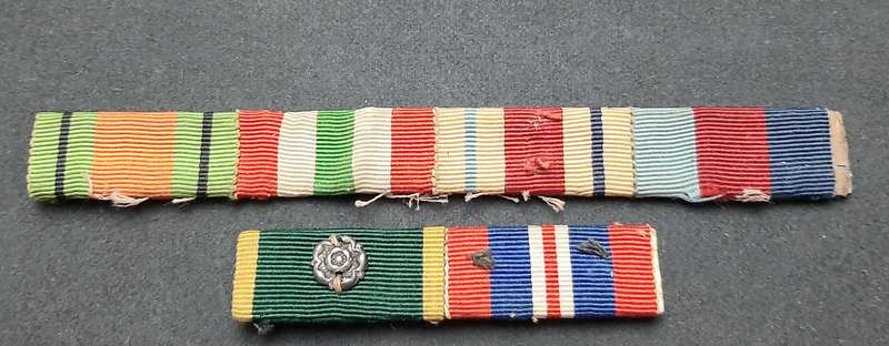 **WW2 : British Campaign Medal  Ribbon Bars & Ribbon Swatches(Efficiency Rosette Device).**