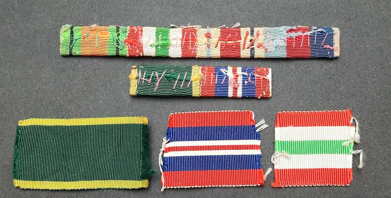 **WW2 : British Campaign Medal  Ribbon Bars & Ribbon Swatches(Efficiency Rosette Device).**