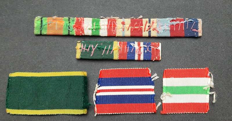 **WW2 : British Campaign Medal  Ribbon Bars & Ribbon Swatches(Efficiency Rosette Device).**