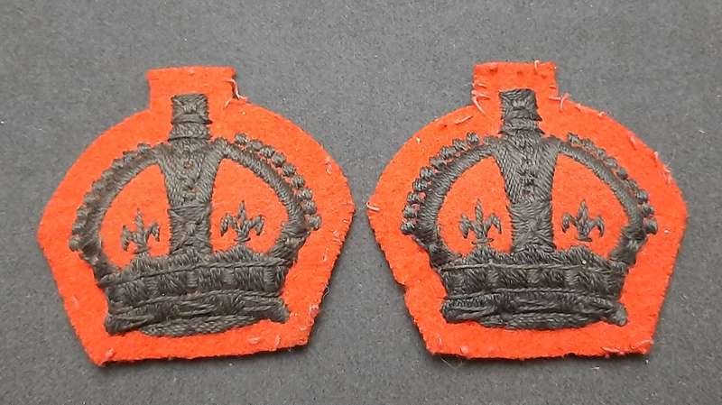 **RARE: WW2 British Army - King's Royal Rifle Corps R.S.M/ W.O. 2 Service Dress Rank Insignia x2).**