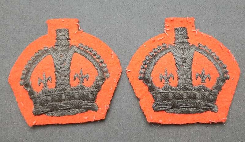 **RARE: WW2 British Army - King's Royal Rifle Corps R.S.M/ W.O. 2 Service Dress Rank Insignia x2).**