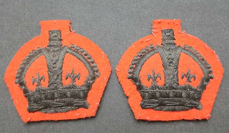 **RARE: WW2 British Army - King's Royal Rifle Corps R.S.M/ W.O. 2 Service Dress Rank Insignia x2).**