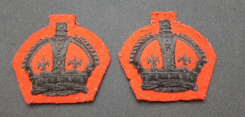 **RARE: WW2 British Army - King's Royal Rifle Corps R.S.M/ W.O. 2 Service Dress Rank Insignia x2).**